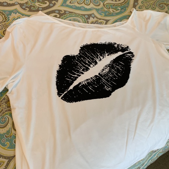 SHEIN Curve 3XL black/white off shoulder T-shirt NWOT - Picture 8 of 9